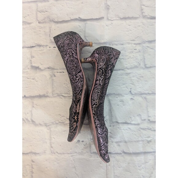 Irregular Choice Purple & Black  velvet Shimmer Print Pointed Heels Women 39.5 - Picture 6 of 12